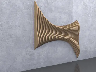 Parametric Wavy Wooden Panels 10 3D model