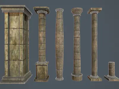Medieval column Low-poly 3D model