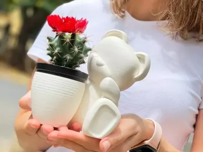 Teddy Bear valentine vase 3D print model