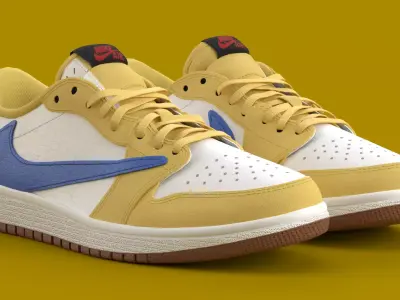 Travis Scott x Air Jordan Canary Yellow Low-poly 3D model