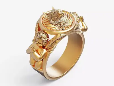 Wolf and praying baby angel  Silver Gold  Print 3D print model