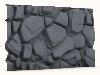 Rough Stone Wall Low Poly 3D model
