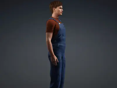 Realistic Male Worker  Fully Rigged 3D Character 3D model