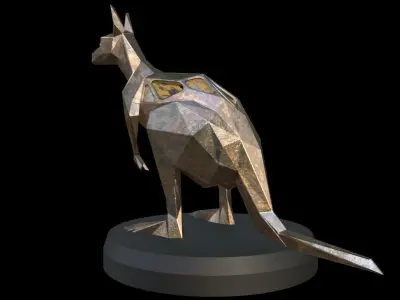 Steampunk Kangaroo Pose Low-poly 3D model
