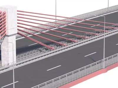 Bridge span with a suspension structure 3D model