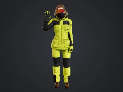 Female Skier Rigged Low-poly 3D model