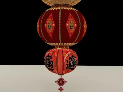 Chinese Red Lantern 3D model 32