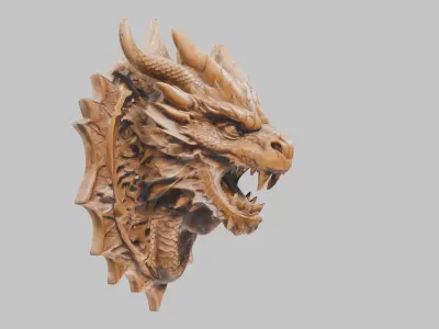 Dragon Head Emblem 3D Model Low-poly 3D model