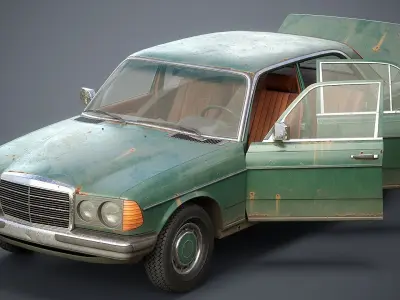 Old Classic car Sedan Set  with interior in 9 color variants az9 Low-poly 3D model