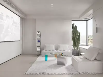 Modern living room dining room interior scenes 448 3D model