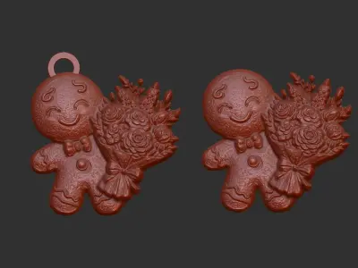 ginger cookie with flower 1 3D print model