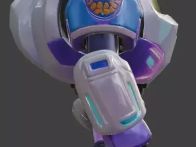 Futuristic Stylized Police Robot Low-poly 3D model