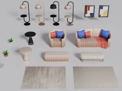 Modern Interior - Low Poly Asset Pack by Asterman Low-poly 3D model