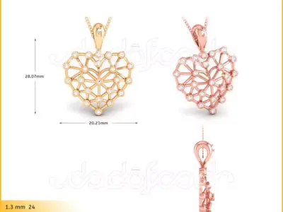 light weight yellow gold  diamond pendent -DOC-P8219 3D print model
