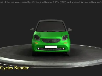 City Car 50 Small Type-E Green Low-poly 3D model
