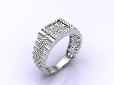 Print Ready STL 3DM  Gents Rings Diamond Men Ring  3D print model 195