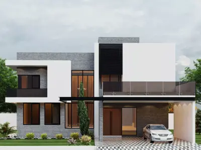 Modern luxury house exterior 3D model Low-poly 3D model