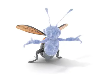 Animated Black Insectoid Creature with Wings Rigged and Animated Low-poly 3D model