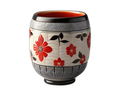 Ornate Floral Design Decorative Pot Low-poly 3D model