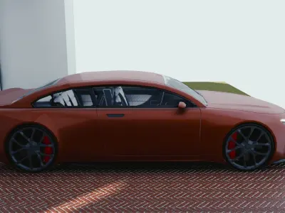 BLENDER EEVEE Brandless Mid Size 2 door sedan Low-poly 3D model