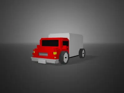 Truck Voxel Low-poly 3D model