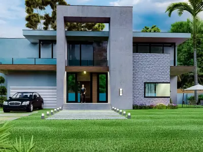 Villa Building Low-poly 3D model