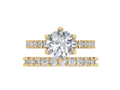 Solitair Ring Bridal Set 3D print model