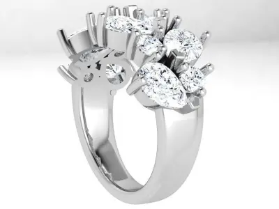 Pear Round Cut Diamond Ring 4505 3D print model