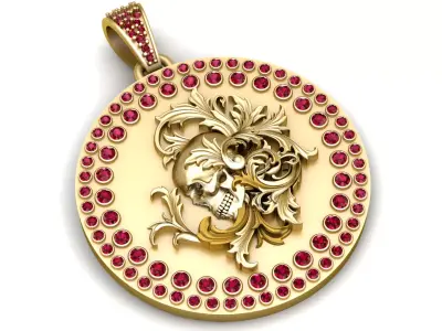 Skull and Floral Pendant 3D Printable Model 3D print model