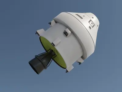 Spaceship spacecraft flying in sky Low-poly 3D model