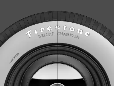 Firestone Whitewall tyre and Rim 3D model