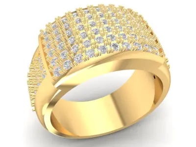Luxury Wide Pave Rectangle Top Ring for Men Women  2843 3D print model