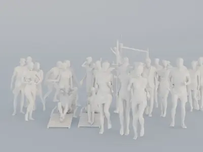 02 LP THIRTIES Beach Sport Casual CROWDS MAN SITTING WOMAN 3D print model