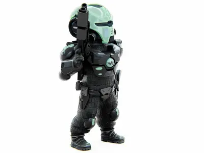 CYBER SOLDIER XC-600 Rigged for Unreal Engine - Unity - MIXAMO 3D model