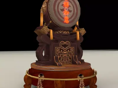 Chinese display stand with drum 3D model