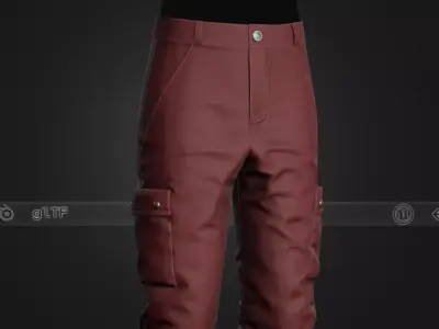 Red Snowboard Pants Style 1 Low-poly 3D model