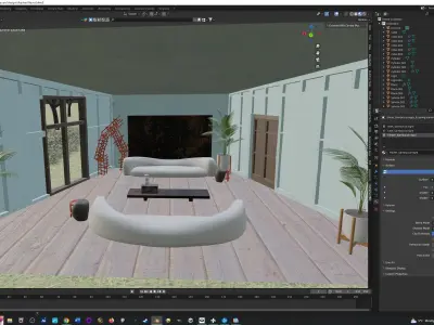 Luxury Living Raphael Navot Sofa Environment  Low-poly 3D model