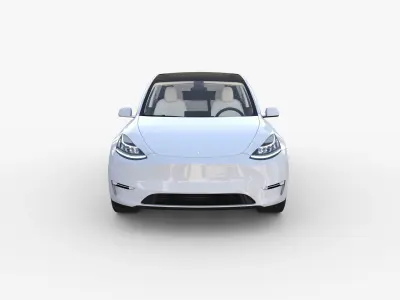 Tesla Model Y AWD White with interior and chassis 3D model
