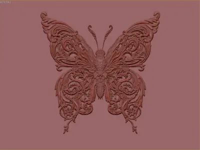butterfly ornamental classic decoration 3d model vol 19 3D model