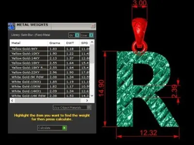 R Letter Alphabet Tiles Texture Pendant 3D Print Model 3D print model