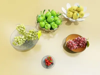 Fruit in Bowls Collection 3D model