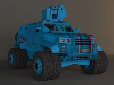 war truck blue1 3D model