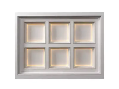 Modern coffered illuminated ceiling Art Deco style 3D model