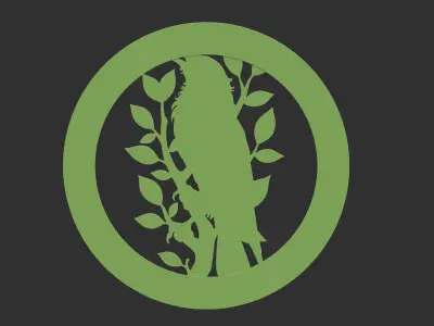 raven bird in circular frame 3D print model