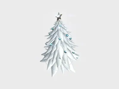 Christmas Tree 05 Snow White - Cartoon Interior Decoration Low-poly 3D model