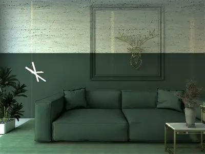 interior modern living room with walls 3D model