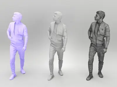 Man in casual gray tracksuit  422 Low-poly 3D model