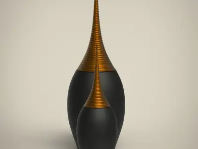 Vase Set gold 3D model