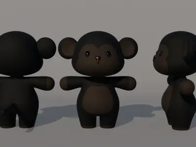 Rigged Cartoon Monkey Low-poly 3D model