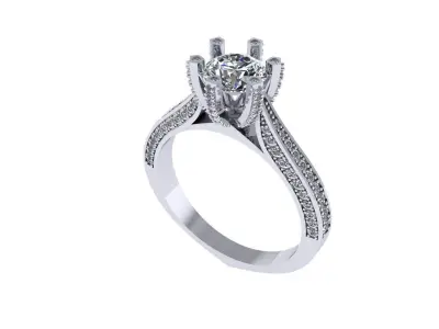 Women diamond engagement ring 3d render 3D print model 2